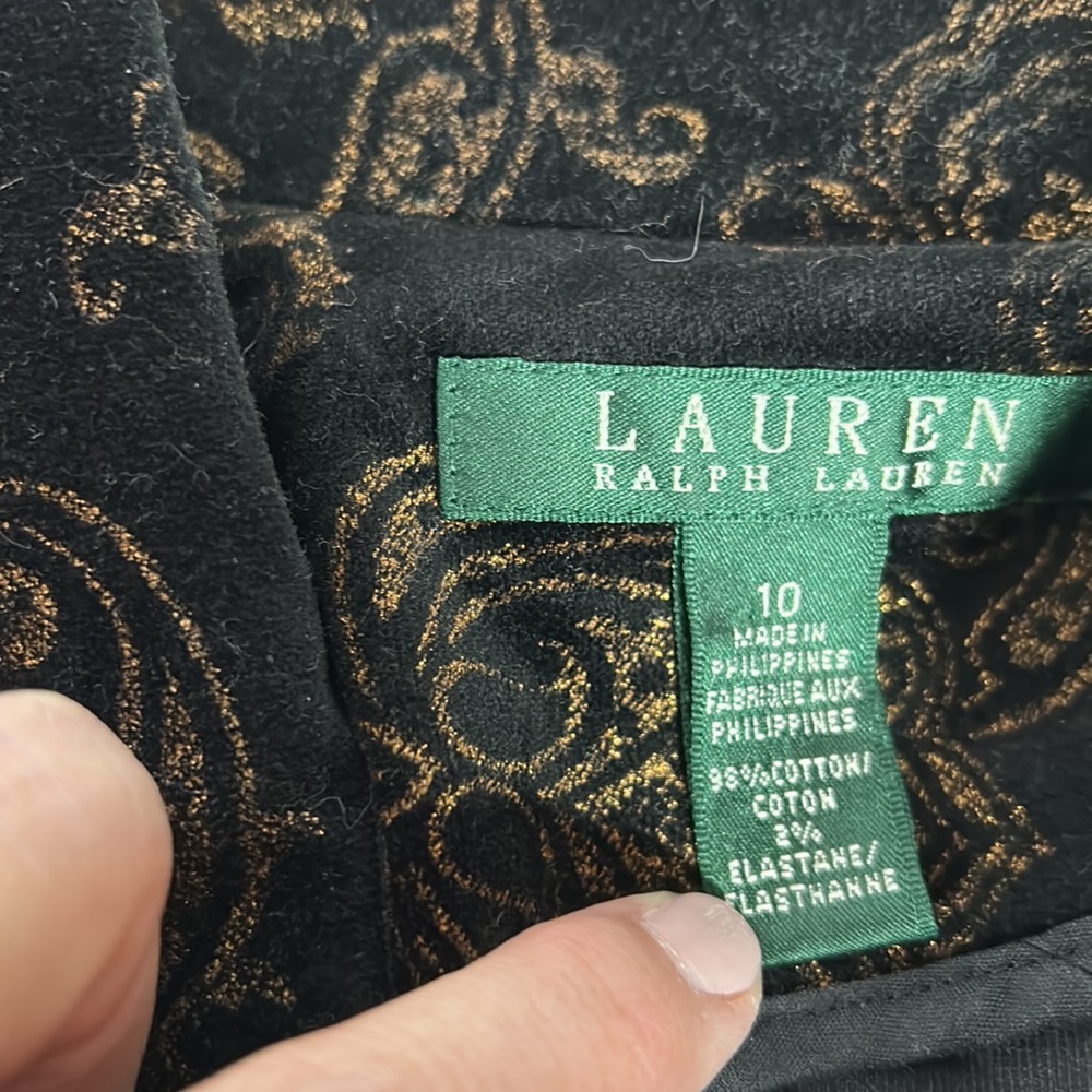 Lauren Ralph Lauren Black Velvet Gold Brocade Blazer - Picture 6 of 12